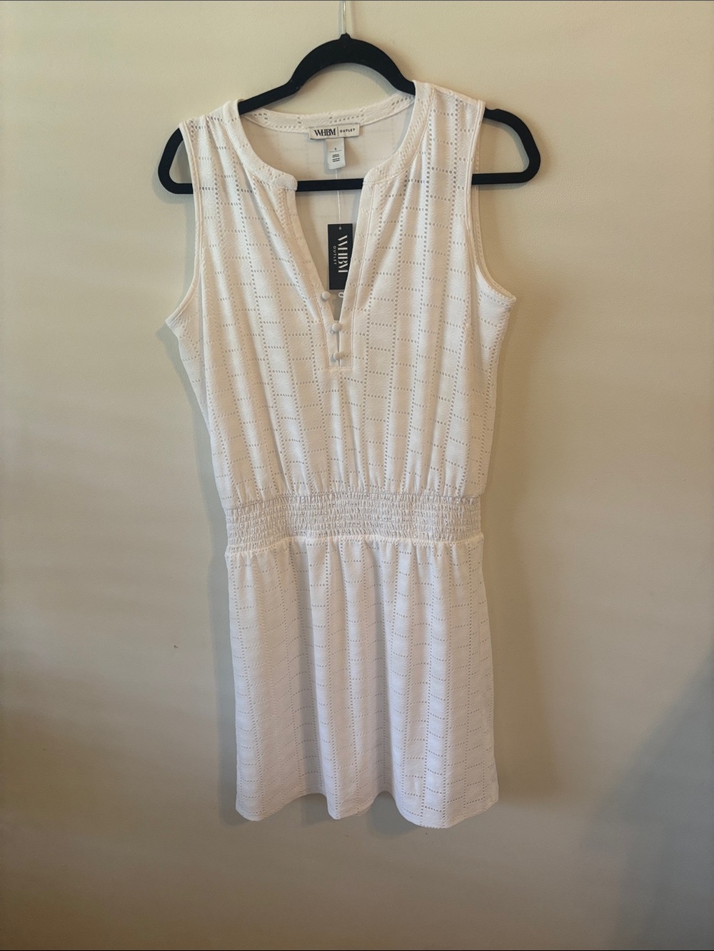 White House Black Market NWT White Sleeveless Eyelet Mini Dress